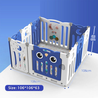 Kids Child Playpen Foldable Safety Gate Fence with Lock Blue 10 Panels