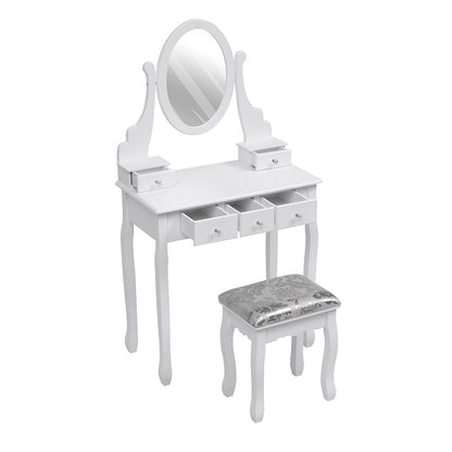 White 75cm Makeup Vanity Desk with Mirror and Stool