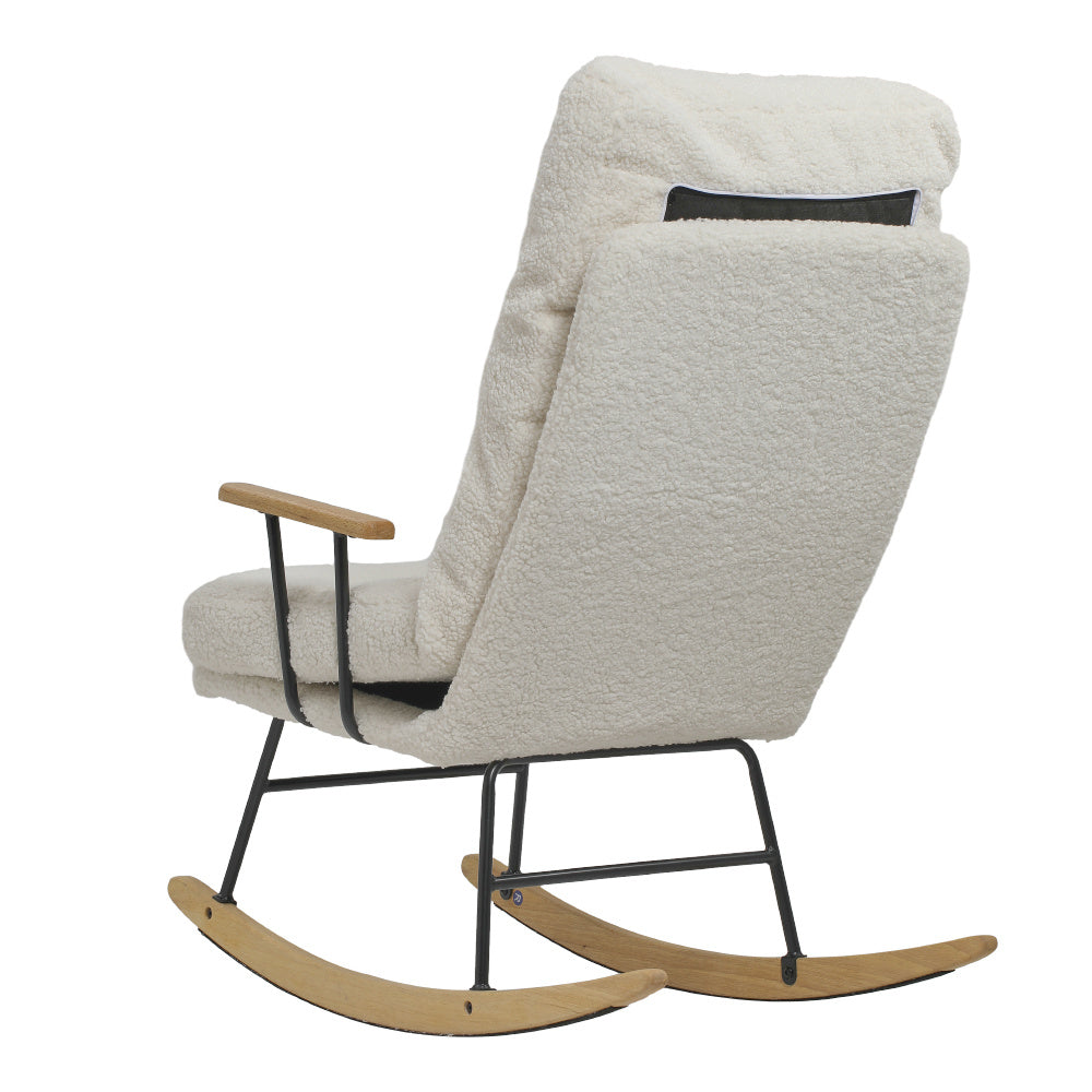 White Sherpa Upholstered Adjustable Rocking Chair