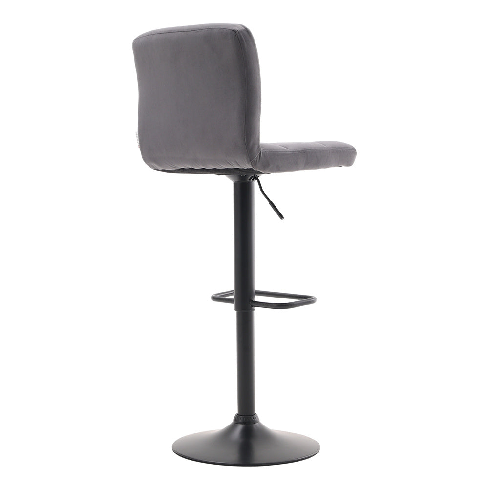 Grey 2 Pcs Velvet Upholstery Bar Stools High chairs Breakfast Dining stools with Low Backrest