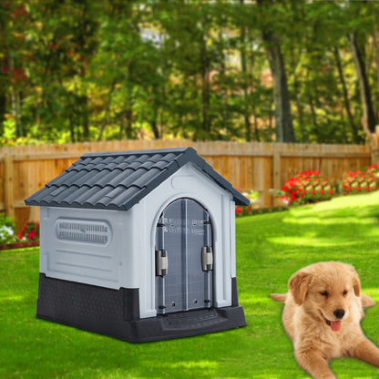 Grey Weatherproof Plastic Dog House Kennel