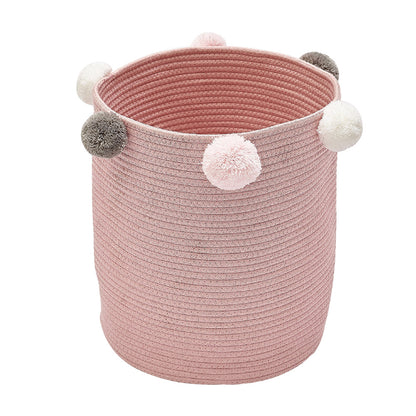 Dia 32cm Cotton Laundry Basket Pink Clothes Hamper