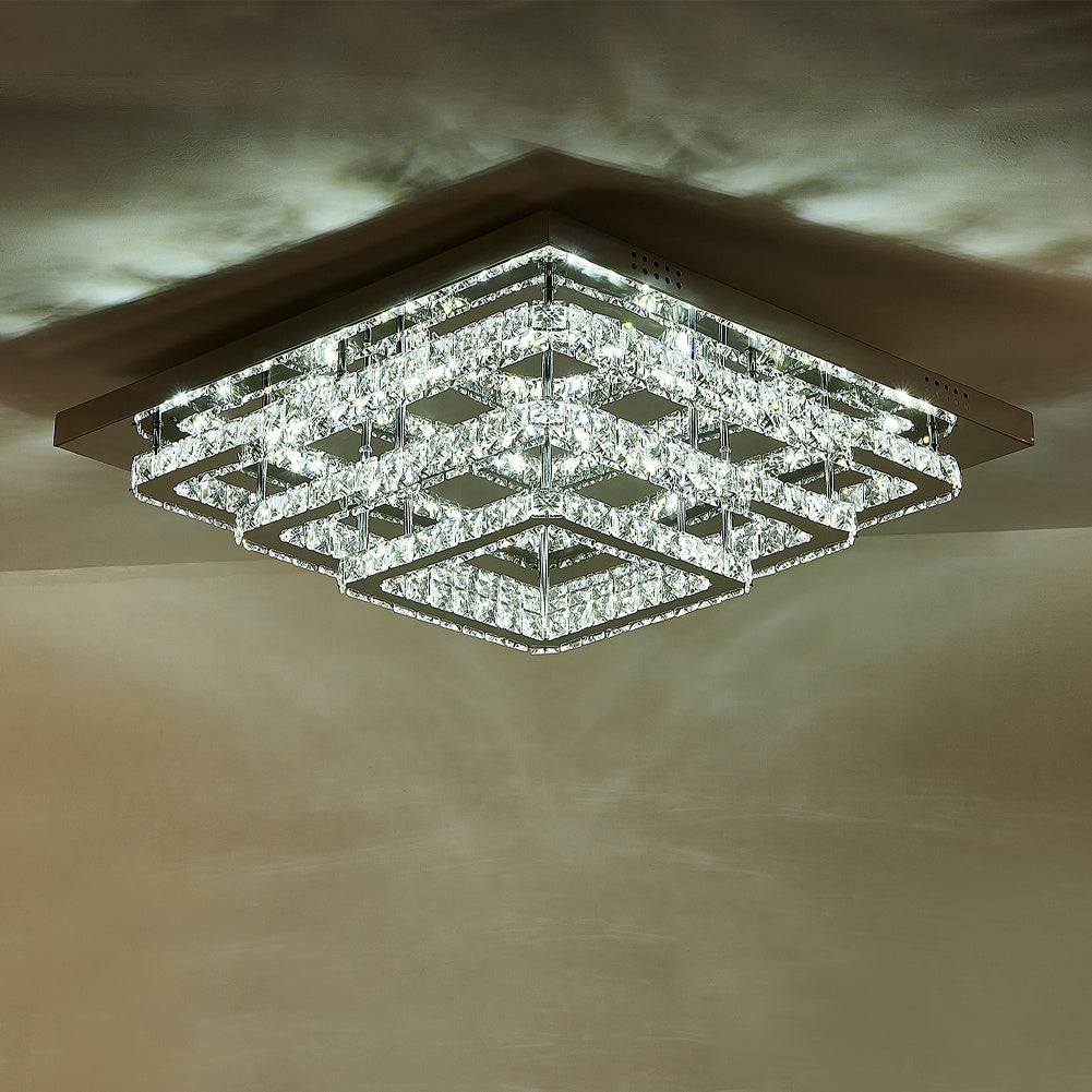 Modern LED Ceiling Light Crystal Chandelier Lamp 70CM Cool White