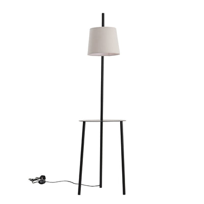 Metal Tray Table Floor Lamp with Linen Lampshade