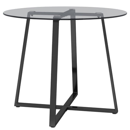 Modern Round Dining Table with Tempered Glass Top