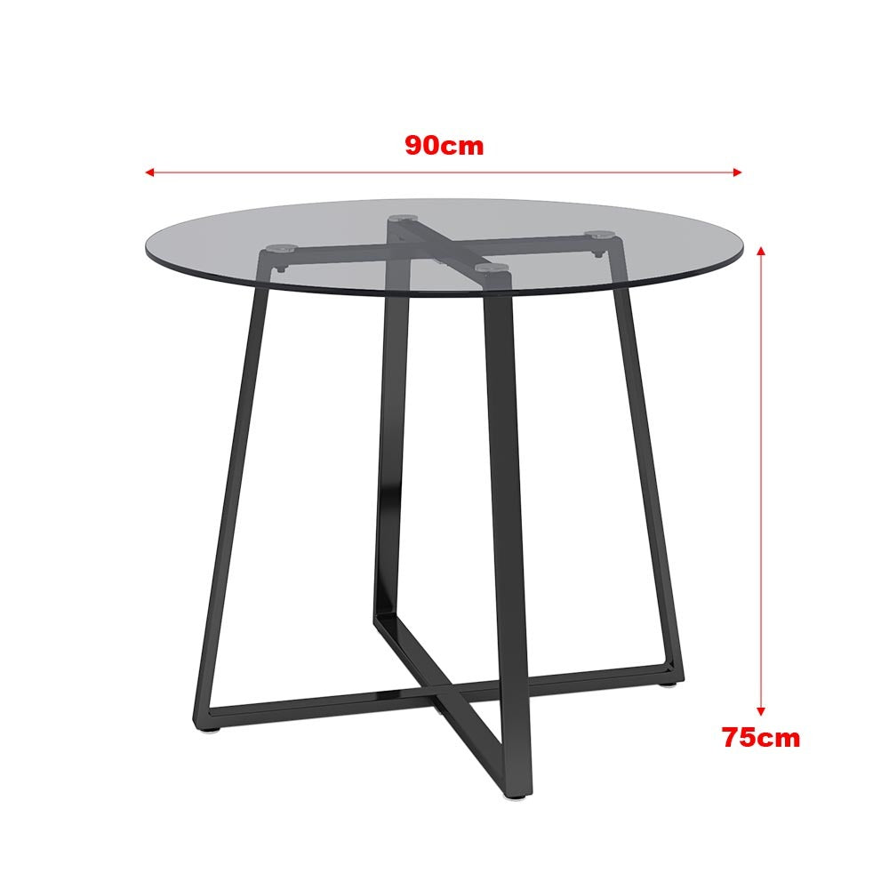 Modern Round Dining Table with Tempered Glass Top