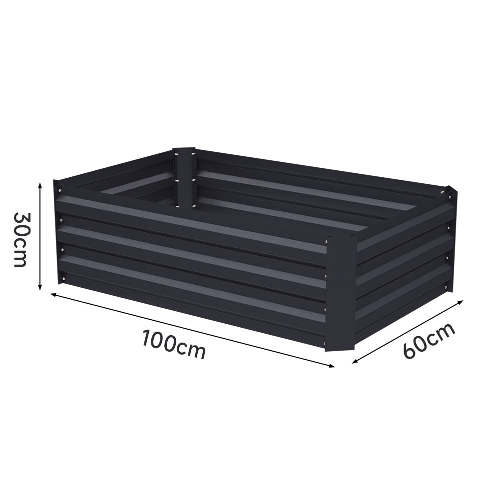 Charcoal Black 100cm W Galvanized Steel Raised Garden Bed Planter Box