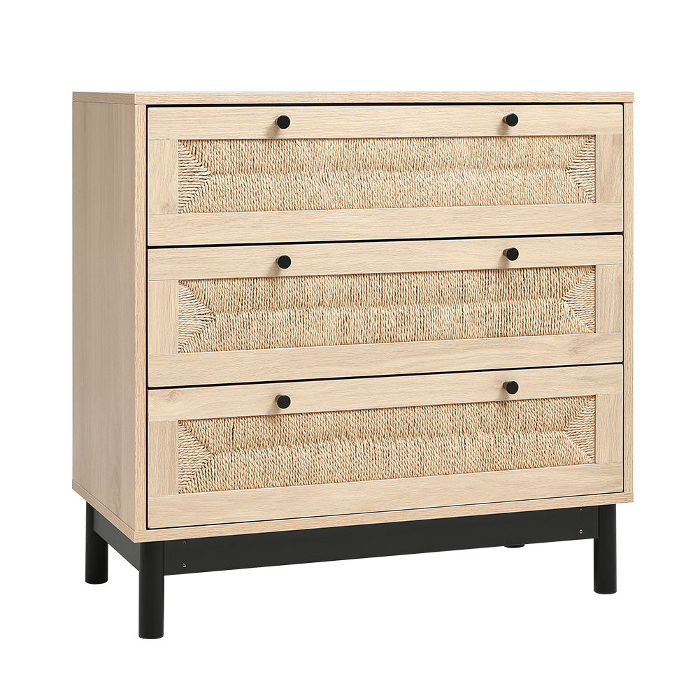 3 Drawer Woven Accent Cabinet for Living Room