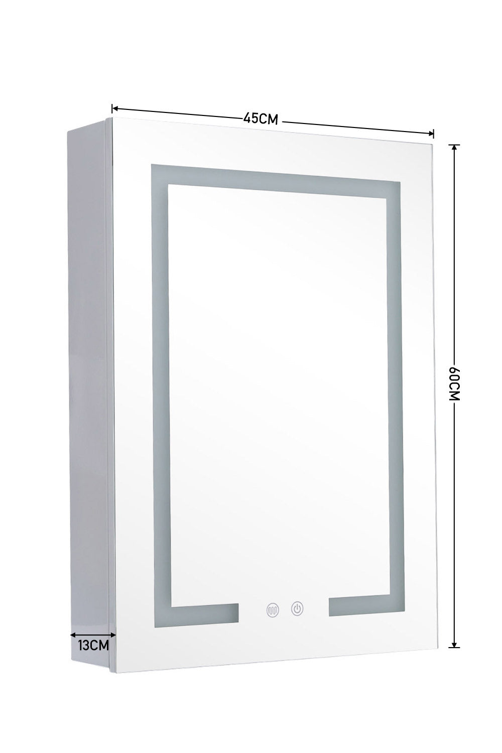 Single Door Fog Free Rectangular LED Bathroom Mirror Cabinet