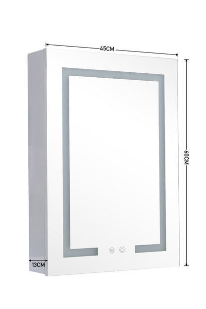 Single Door Fog Free Rectangular LED Bathroom Mirror Cabinet