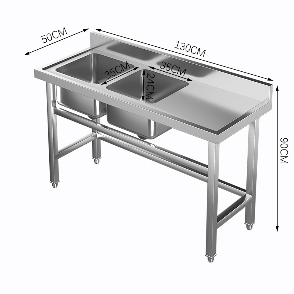 130cm Stainless Steel Double Bowl Side Kitchen Sink with Platformm