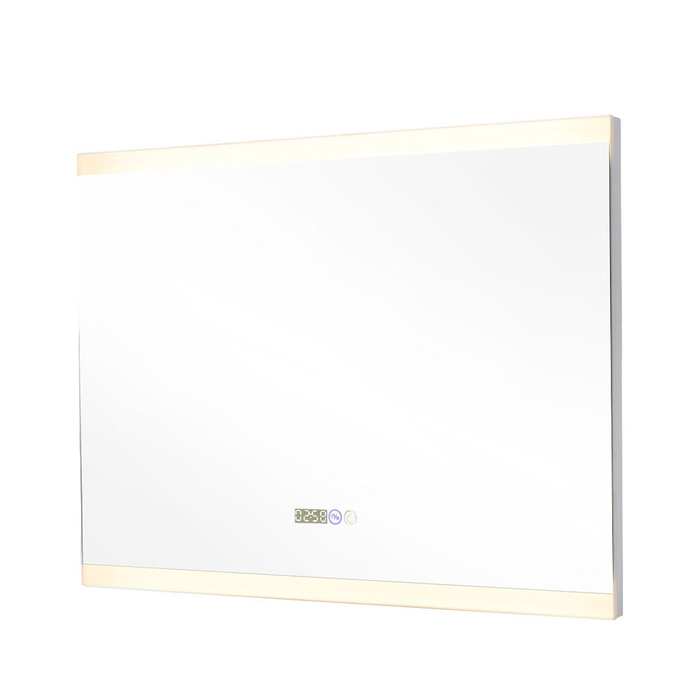 Rectangular Frameless AntiFog LED Vanity Mirror with Clock,80x60