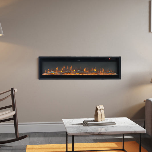 Freestanding/Wall Mounted/Recessed Electric LED Fireplace Heater