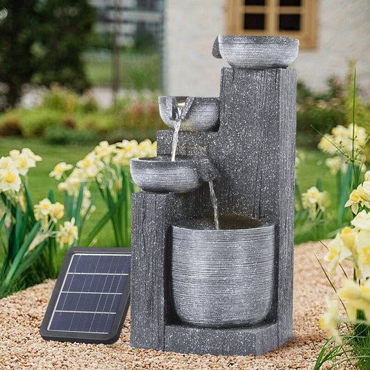 4 Tier Bowl Outdoor Solar Powered Water Fountain Decor