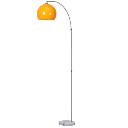 Arched Floor Lamp Tall Curved Design with Marble Base Orange Lampshade 145 to 220CM