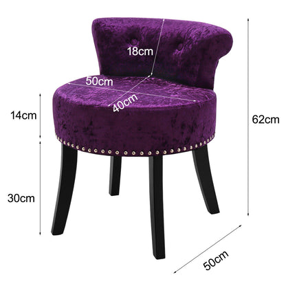 Crush Velvet Dressing Table Desk Studded Edge, Purple