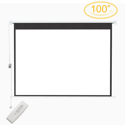 100 Inch Electric Projector Screen Matte White HD for Home Cinema