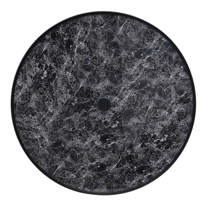 Black Round 80cm Garden Tempered Glass Marble Coffee Table
