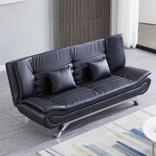 Black Shell 3 Seater Recliner Sofa Bed with 2 Pillows