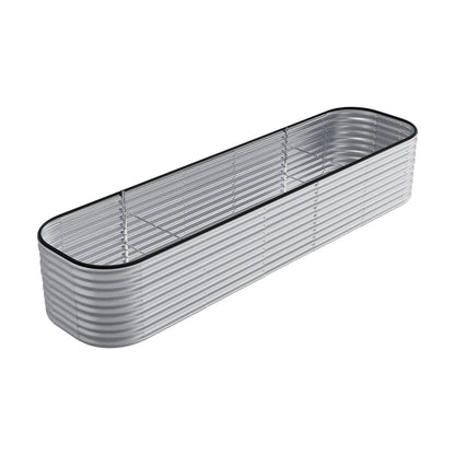 Silver 320cmW x 56cmH Oval Shaped Galvanized Steel Raised Garden Bed