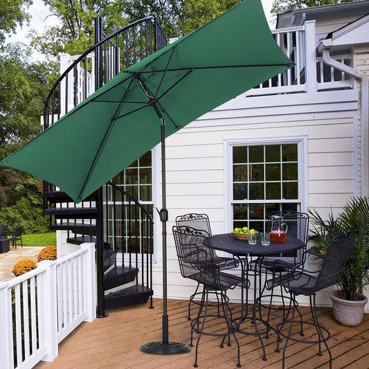 2x3M Rectangular Parasol Umbrella Patio Sun Shade Crank Tilt with Round Base, Dark Green