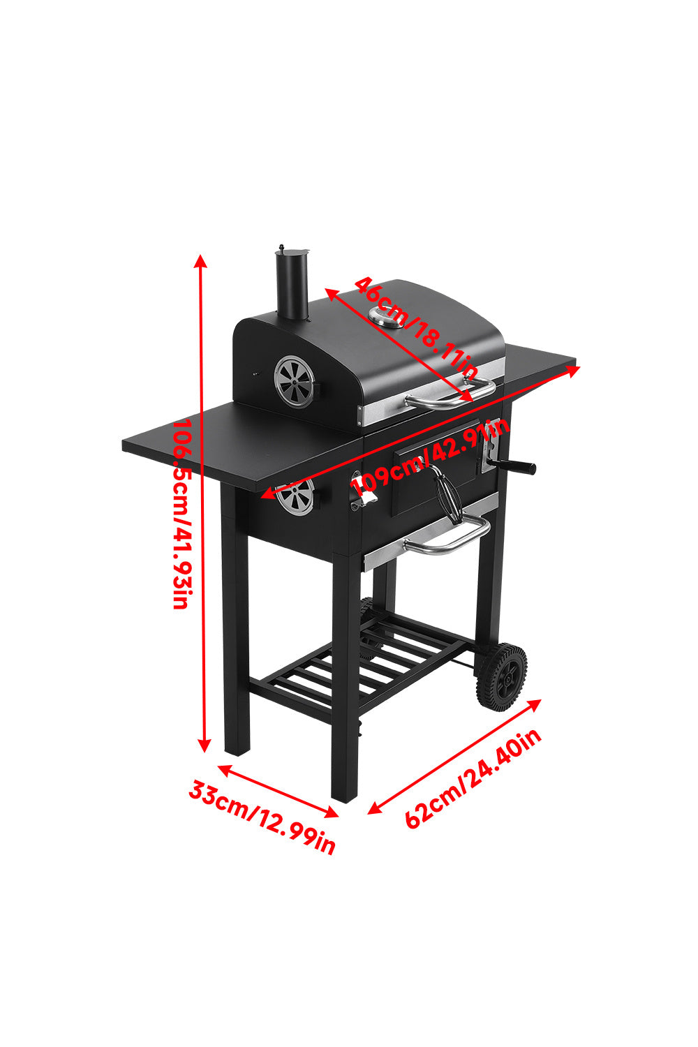 Black Outdoor Charcoal Grill with Smoke Stack