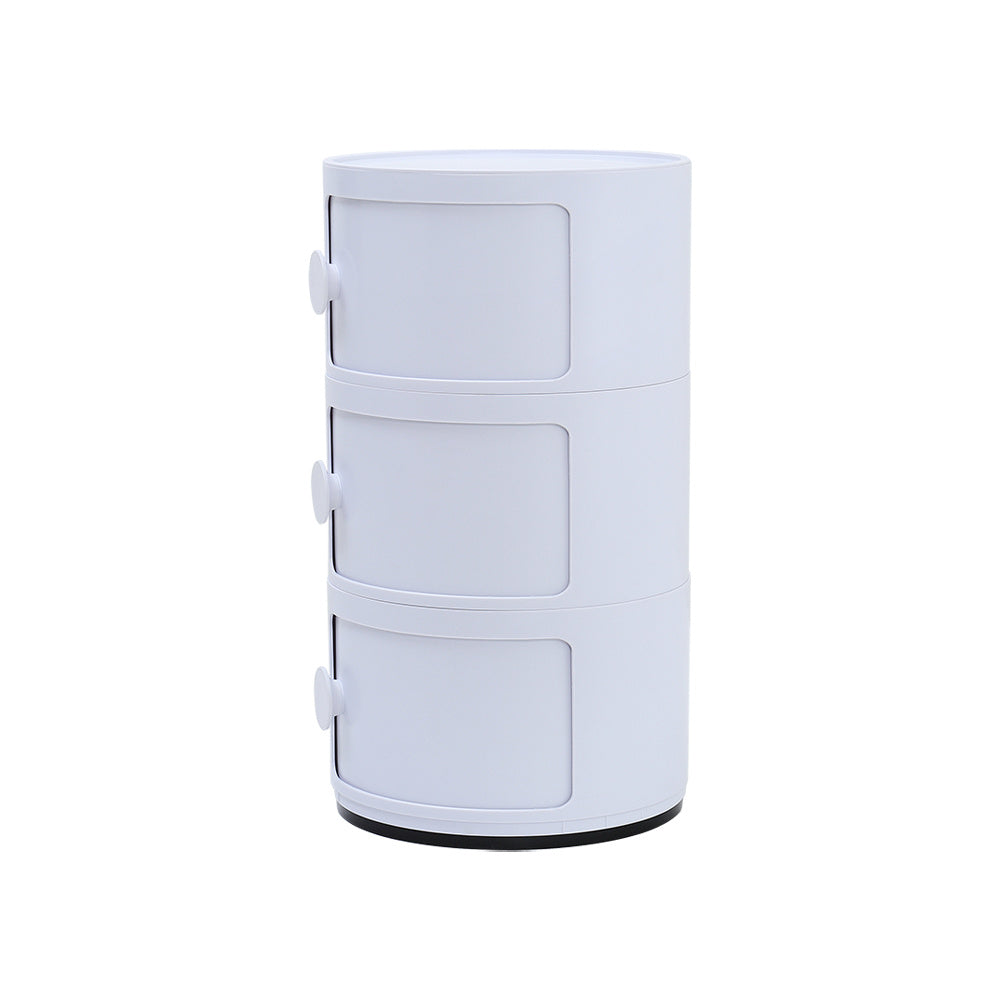 White 58cm Round 3 tiered Drawer Storage Unit Organizer