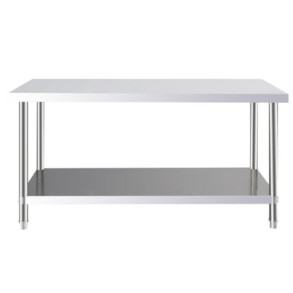 2 Tier Commercial Work Stainless Steel Table Frame with Lower Shelf