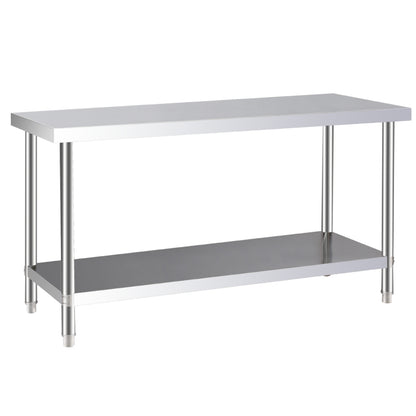 2 Tier Commercial Work Stainless Steel Table Frame with Lower Shelf