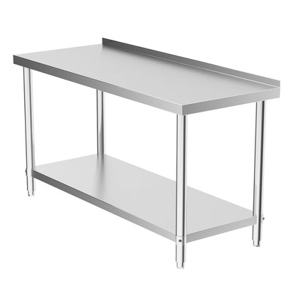 2 Tier Commercial Work Stainless Steel Table Frame with Lower Shelf