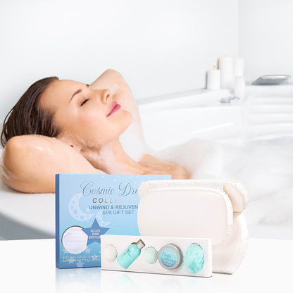 Six Pieces of Exquisite Spa Bath Present Set with Bathtub Pillow