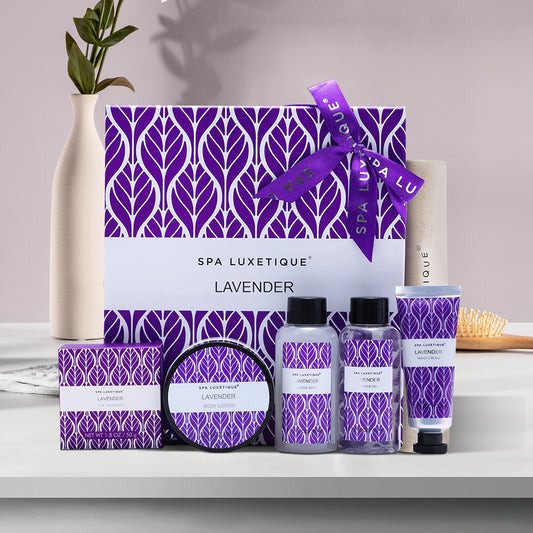 6Pcs Lavender Spa Bath Gift Set Travel Pamper Box