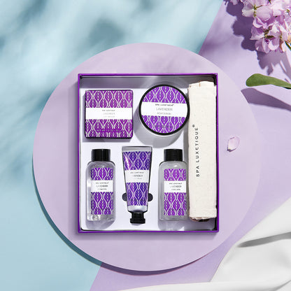 6Pcs Lavender Spa Bath Gift Set Travel Pamper Box