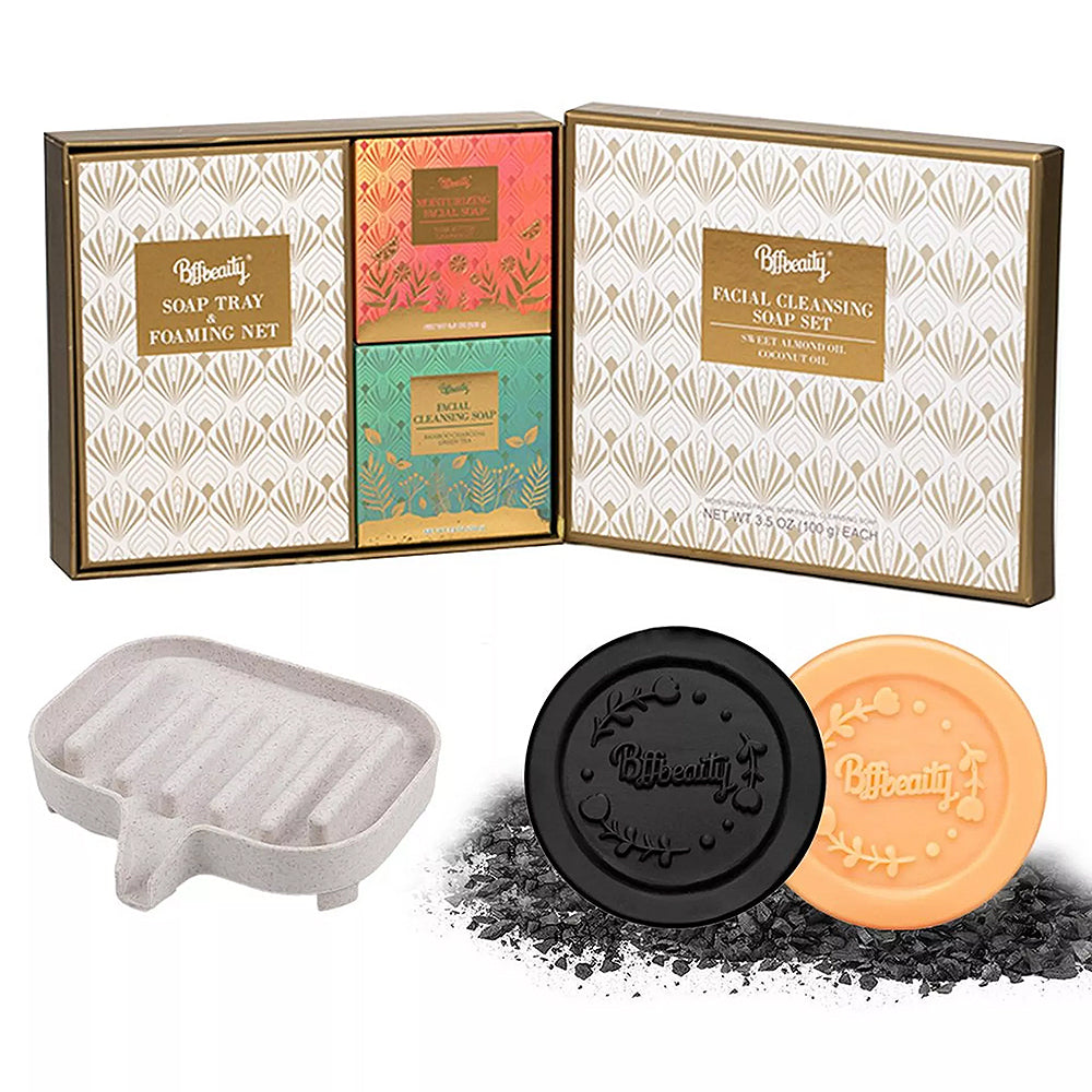 Facial Cleansing Soap Bars 2 Pcs Moisturizing Charcoal Soap