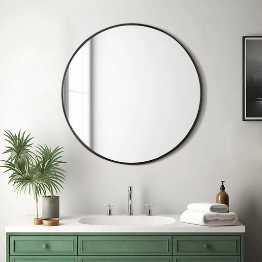 Dia 70cm Round Bathroom Mirror Black Framed Nordic Mirror