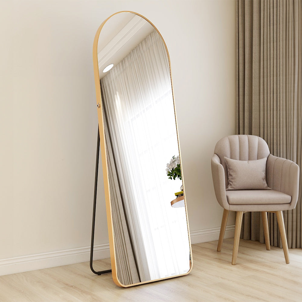 150cm H Modern Arched Metal Floor Mirror Gold