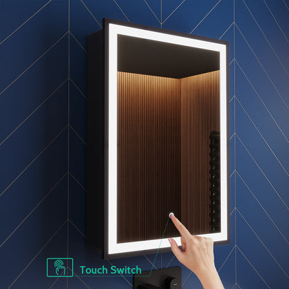 Black Framed LED Mirror Cabinet with Shaver Socket 500mm x 700mm