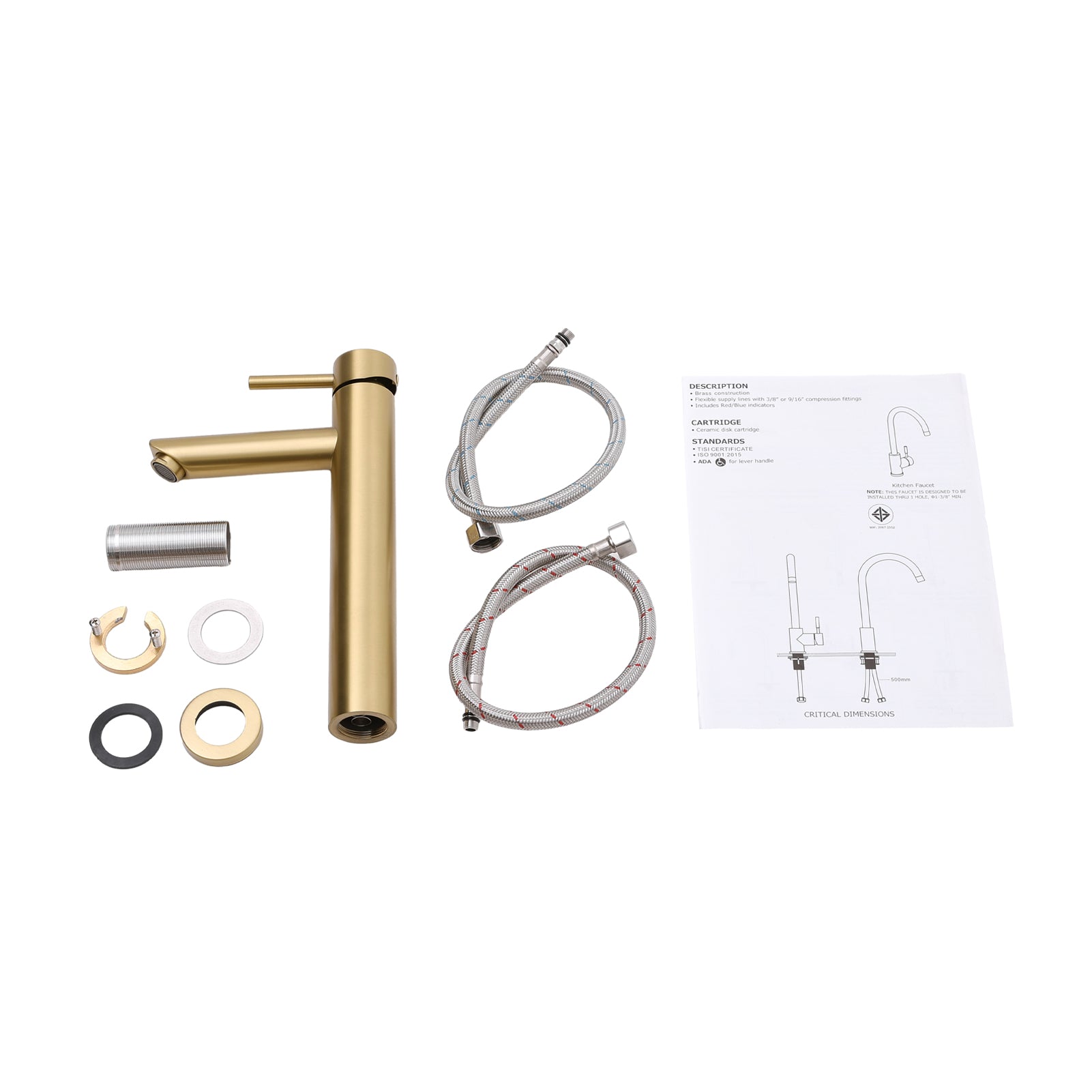 Gold Tall Single Hole Bathroom Faucet