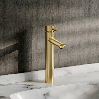 Gold Tall Single Hole Bathroom Faucet