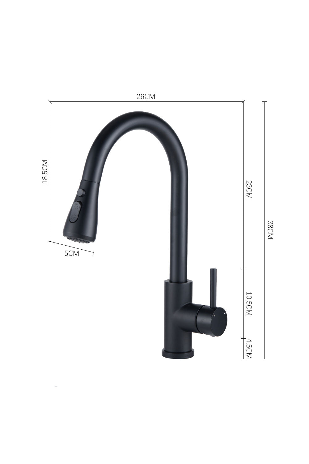 Black/Gold Retractable Commercial Pulldown Kitchen Faucet