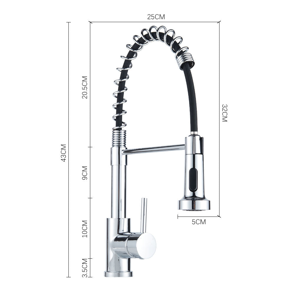 Chrome/Grey Commercial Swivel Pulldown Kitchen Faucet