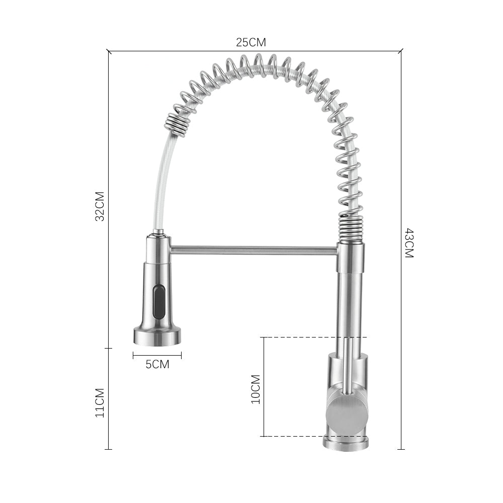 Silver/Black Commercial Swivel Pulldown Kitchen Faucet