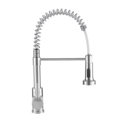 Silver/Black Commercial Swivel Pulldown Kitchen Faucet