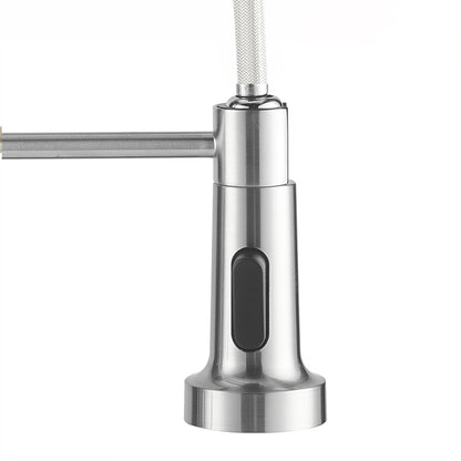 Silver/Black Commercial Swivel Pulldown Kitchen Faucet