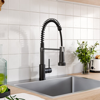 Silver/Black Commercial Swivel Pulldown Kitchen Faucet