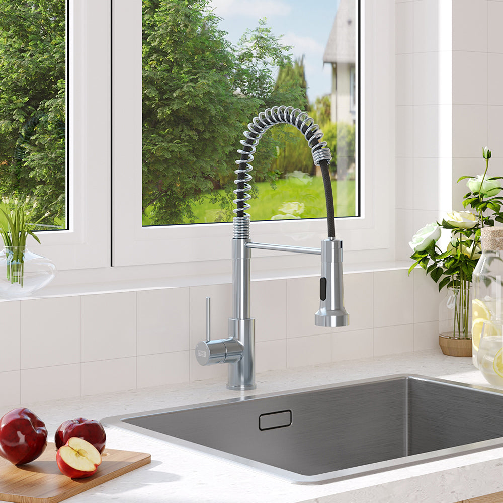 Chrome/Grey Commercial Swivel Pulldown Kitchen Faucet