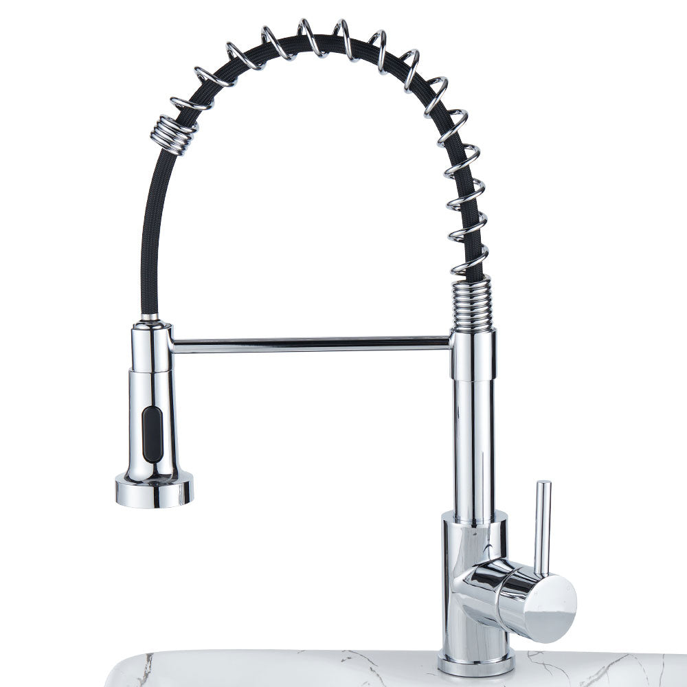 Chrome/Grey Commercial Swivel Pulldown Kitchen Faucet