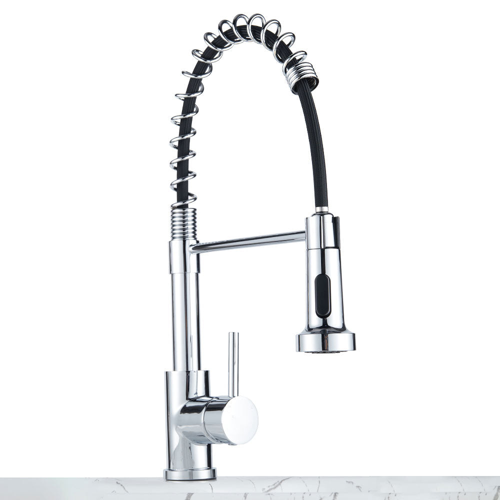 Chrome/Grey Commercial Swivel Pulldown Kitchen Faucet