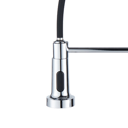 Chrome/Grey Commercial Swivel Pulldown Kitchen Faucet