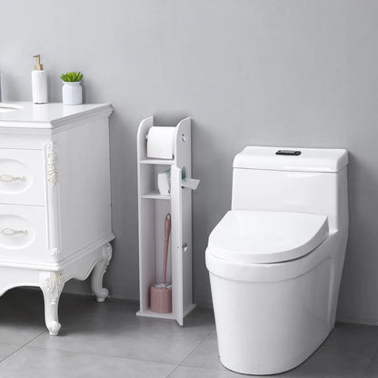 White Wooden Bathroom Cabinet for Toilet Rolls